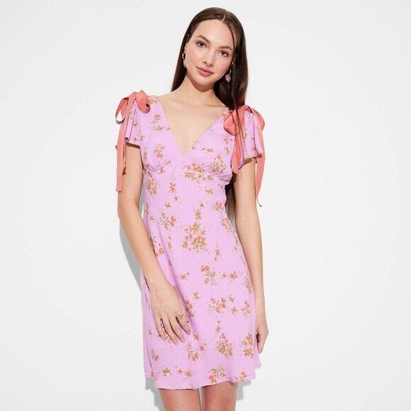 Wild Fable Dresses & Skirts - wild fable Pink Floral Strapless Dress with Coral Tie Straps